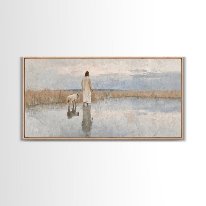 Still Waters Guide – Framed Canvas Print – Christian Art Canvas – Christian Wall Art – Jesus Painting – Abstract Christian Art – Christian