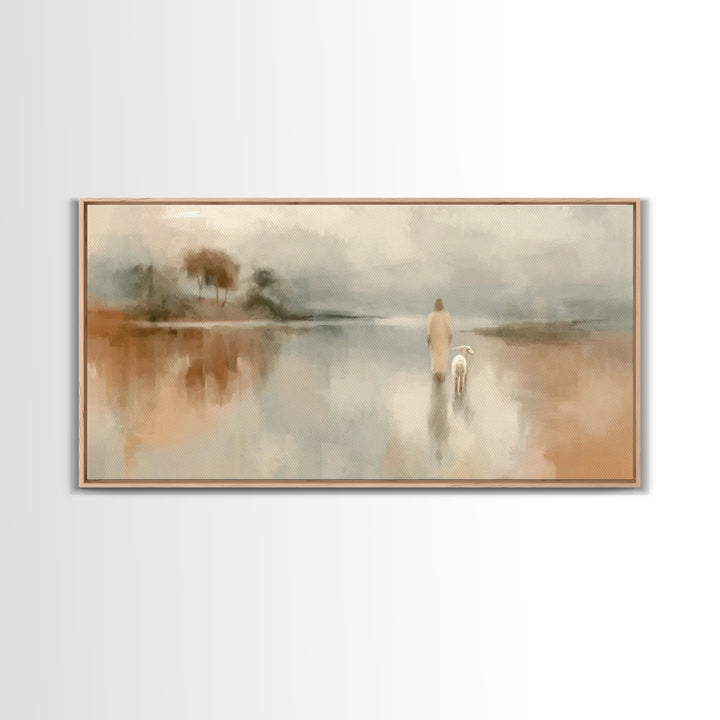 Soft Morning Journey - Framed Canvas Print - Christian Art Canvas - Christian Wall Art - Christian Christmas Art - Jesus Painting