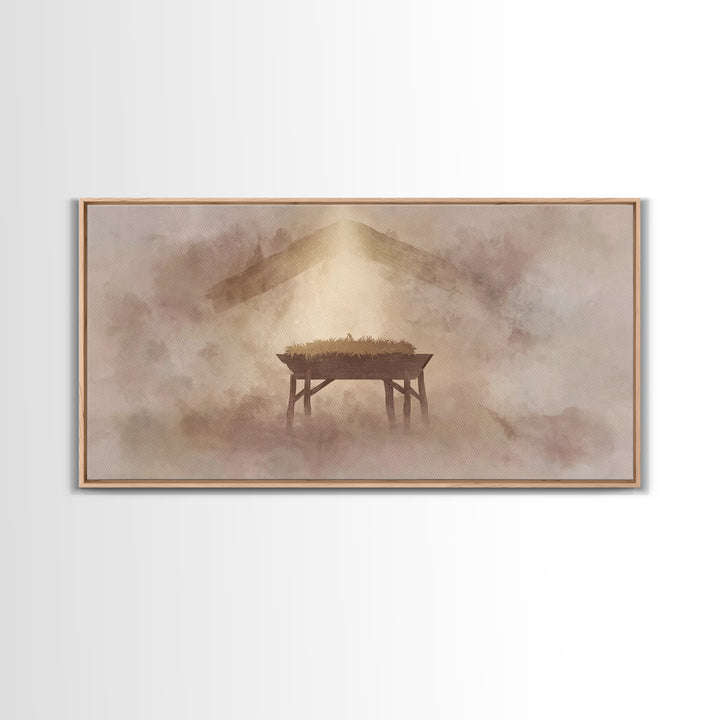 Manger Of Wonder – Framed Canvas Print – Christian Art – Christian Christmas Art – Christmas Wall Art – Christian Gift Ideas