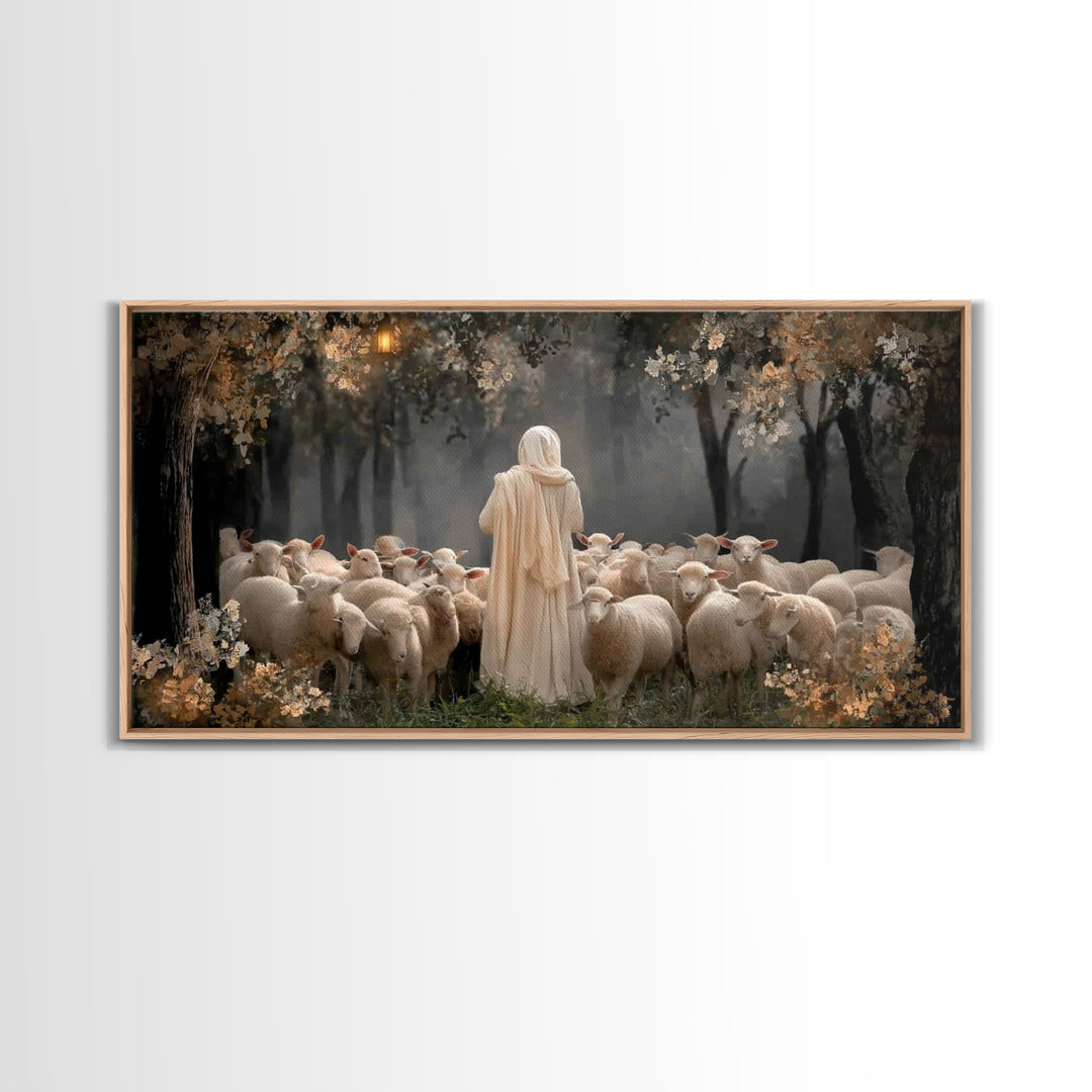 Shepherd’s Care | Framed Canvas Print | Christian Wall Art | Christmas Art | Christian Art Canvas | Jesus Painting | Christian Art Print