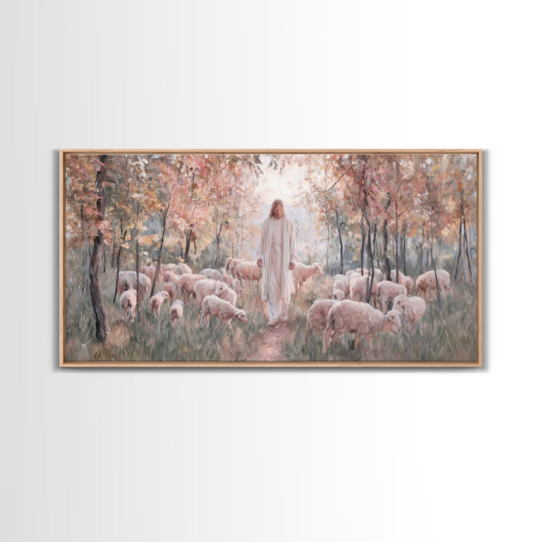 Graceful Pasture – Framed Canvas Print – Christian Art Canvas – Christian Art Print – Christian Christmas Art – Jesus Painting – Christian