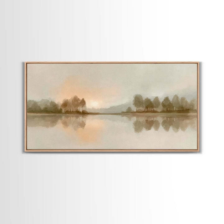 Still Waters Glow - Framed Canvas Print - Christian Wall Art - Minimalist Christian Art - Christian Art Print - Pastoral Scenery