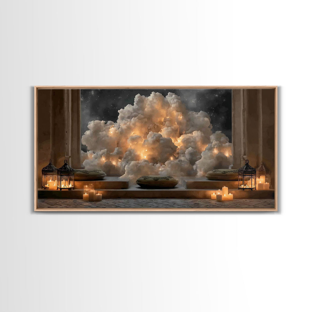Celestial Glow - Framed Canvas Print - Christian Christmas Art - Christian Art Canvas - Moody Christmas Art - Christian Wall Art
