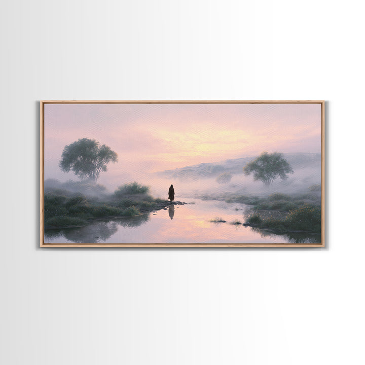 Misty Valley Peace – Framed Canvas Print – Christian Wall Art – Jesus Painting – Christian Art Canvas – Subtle Christian Art – Christian De