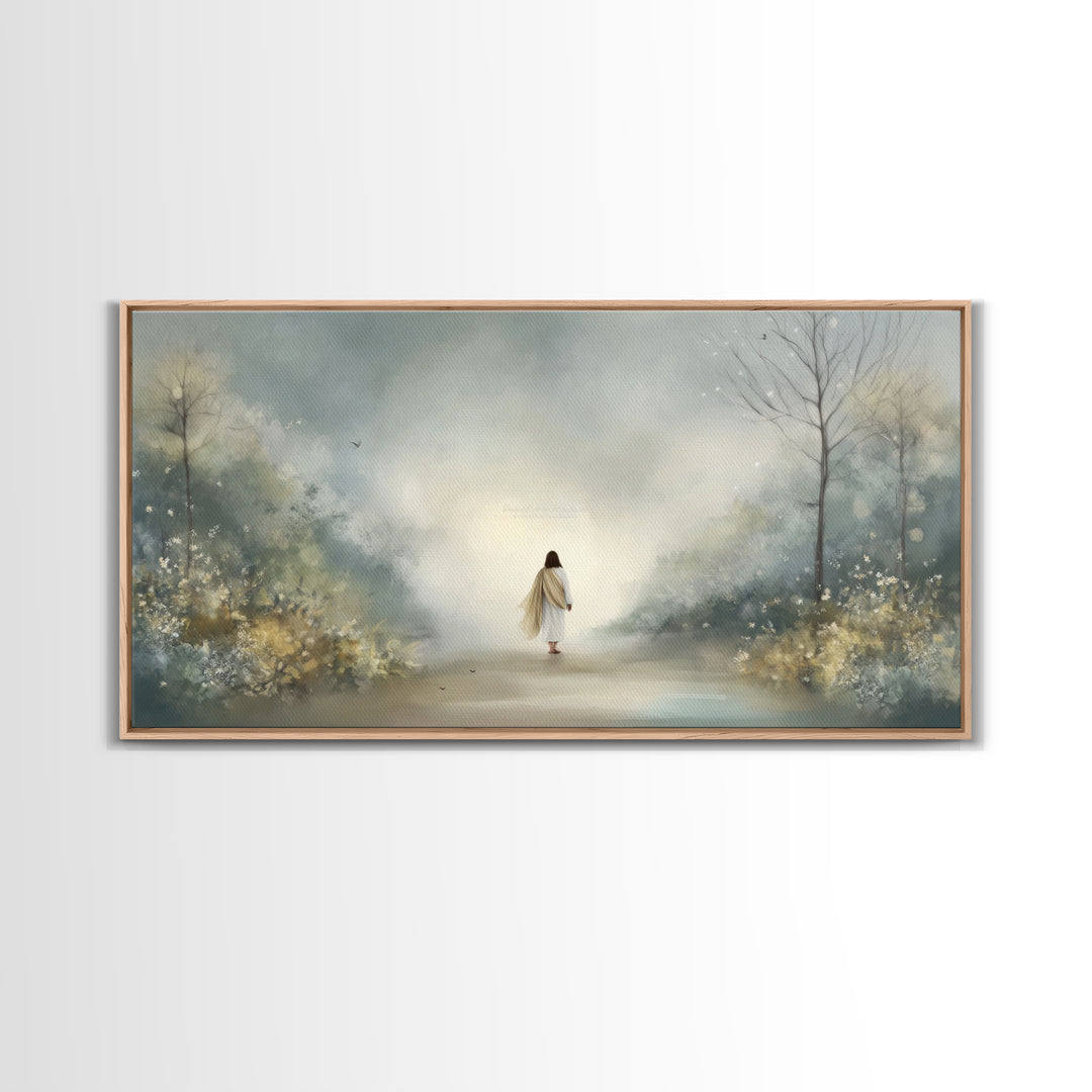 Garden Way Promise, Framed Canvas Print, Christian Wall Art, Jesus Painting, Christian Art Canvas, Modern Christian Art, Christian Gift Ide