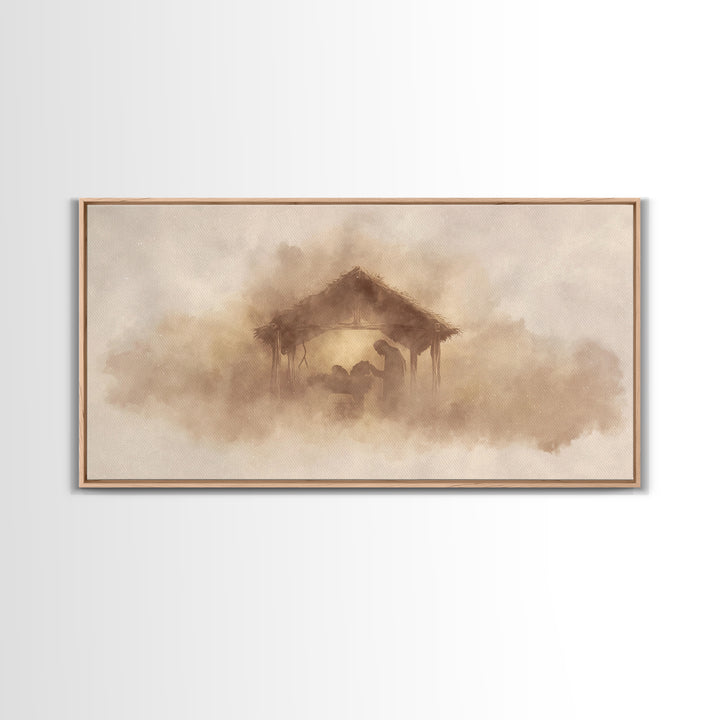 Silent Nativity – Framed Canvas Print – Christian Wall Art – Jesus Painting – Christian Christmas Art – Christmas Wall Art – Christian Deco