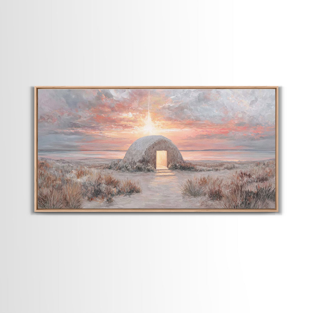 Manger Light – Framed Canvas Print – Christian Christmas Art – Christmas Wall Art – Jesus Painting – Christian Art Canvas – Christian Decor