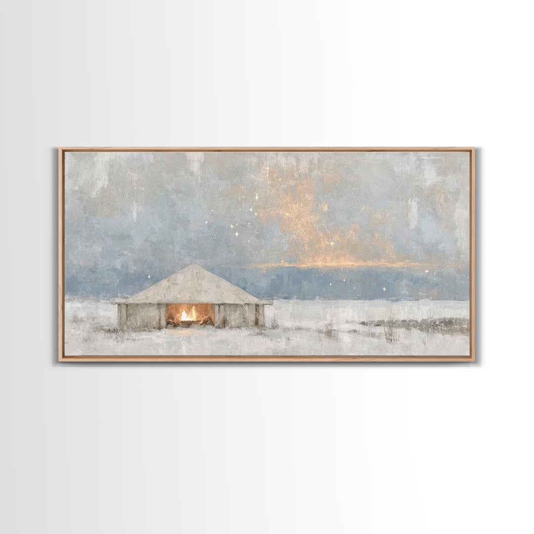 Sacred Arrival – Framed Canvas Print – Christian Art Canvas – Jesus Painting – Christian Wall Art – Christian Christmas Art – Christian Dec
