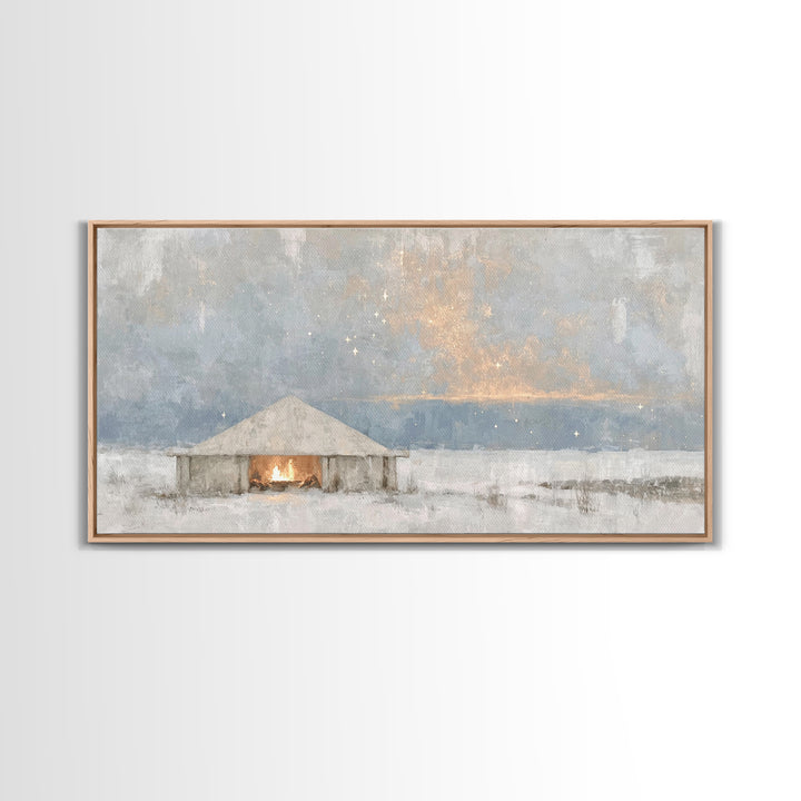 Sacred Arrival – Framed Canvas Print – Christian Art Canvas – Jesus Painting – Christian Wall Art – Christian Christmas Art – Christian Dec