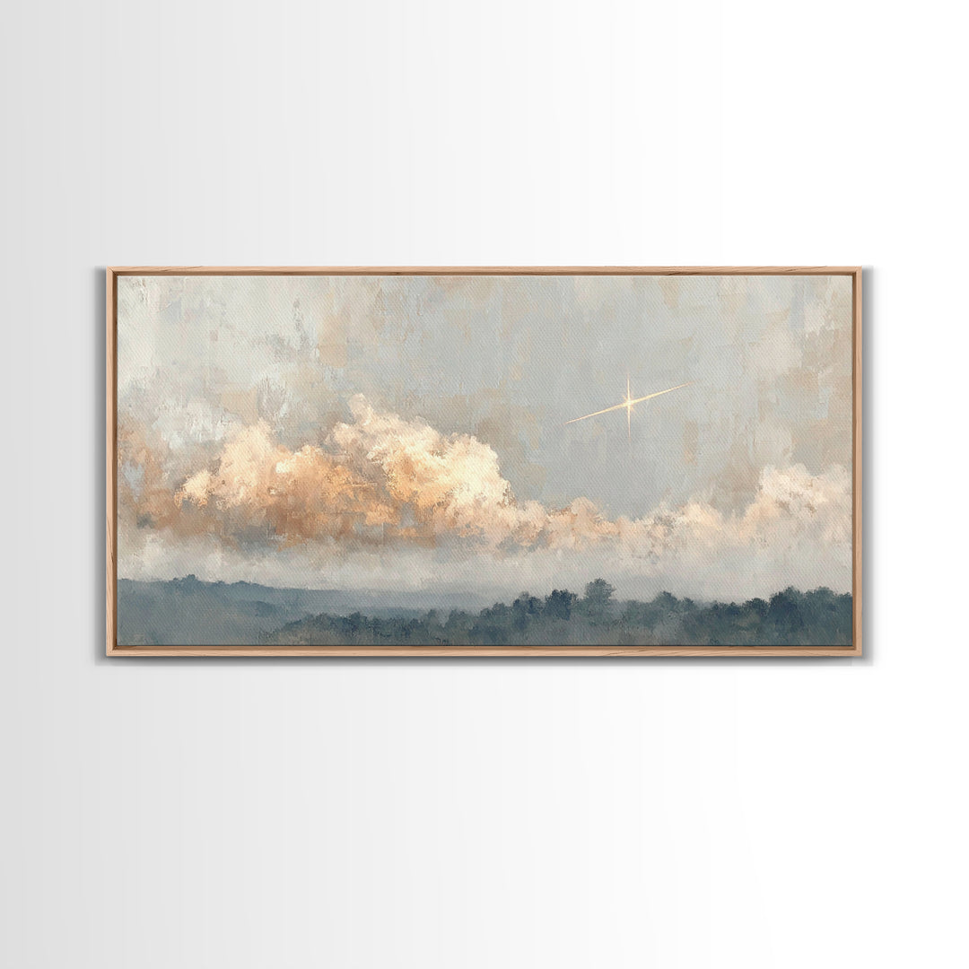 Guiding Star Dawn | Framed Canvas Print | Christian Wall Art | Subtle Christian Art | Christmas Art Work | Christian Art Canvas