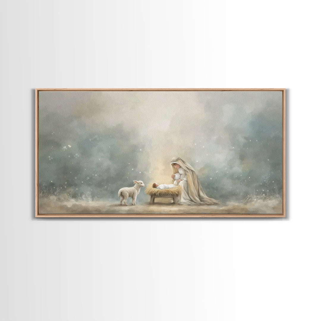 Heaven’s Gentle Dawn – Framed Canvas Print – Christian Art Canvas – Christian Wall Art – Jesus Painting – Christmas Art – Christian Christm
