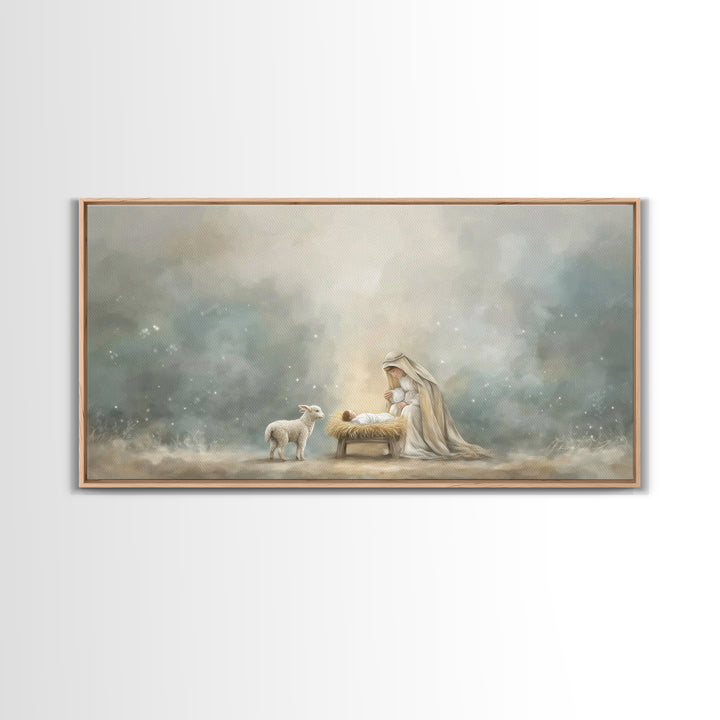 Heaven’s Gentle Dawn – Framed Canvas Print – Christian Art Canvas – Christian Wall Art – Jesus Painting – Christmas Art – Christian Christm