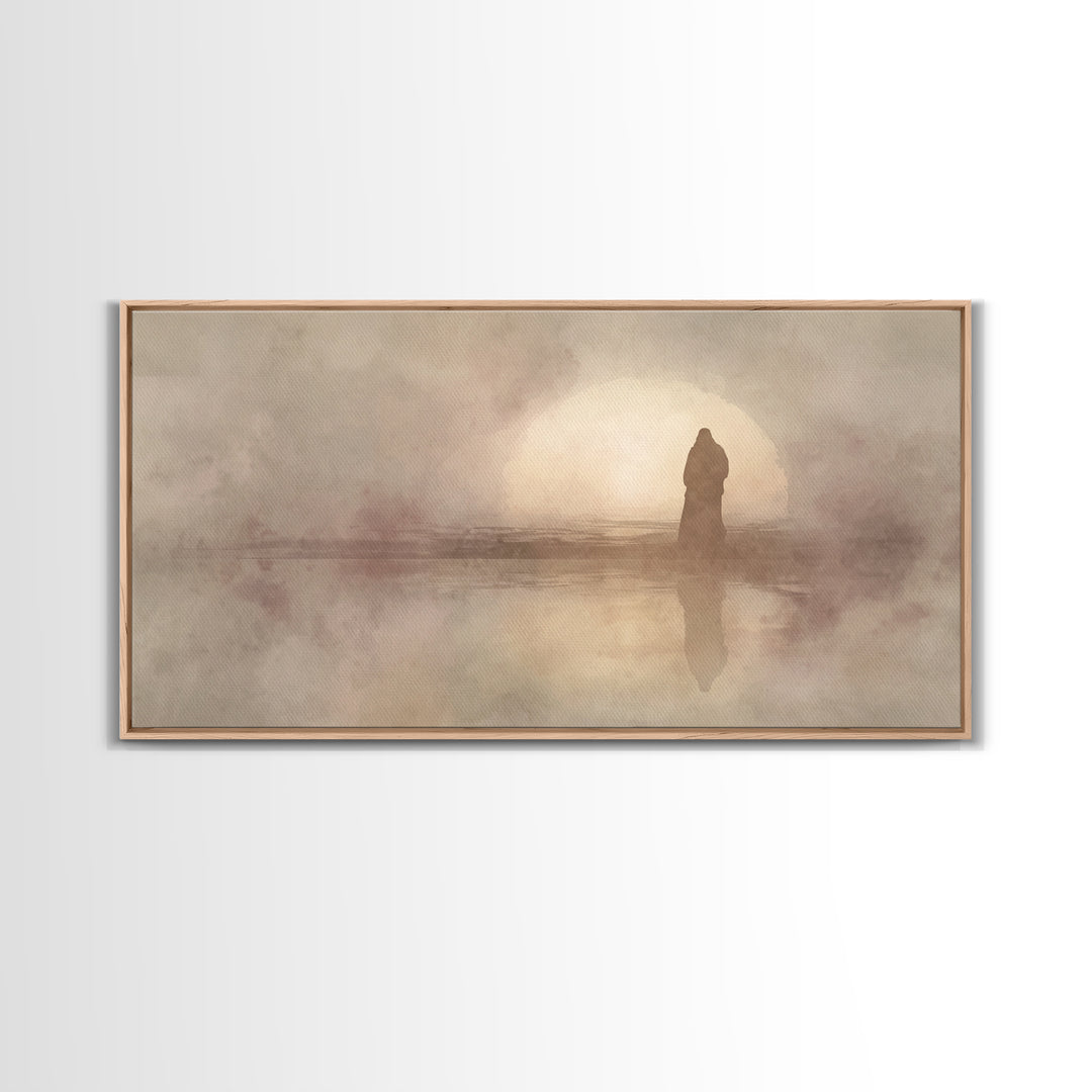Divine Manger Glow, Framed Canvas Print, Christian Wall Art, Christian Art Canvas, Jesus Painting, Christmas Art, Christian Christmas