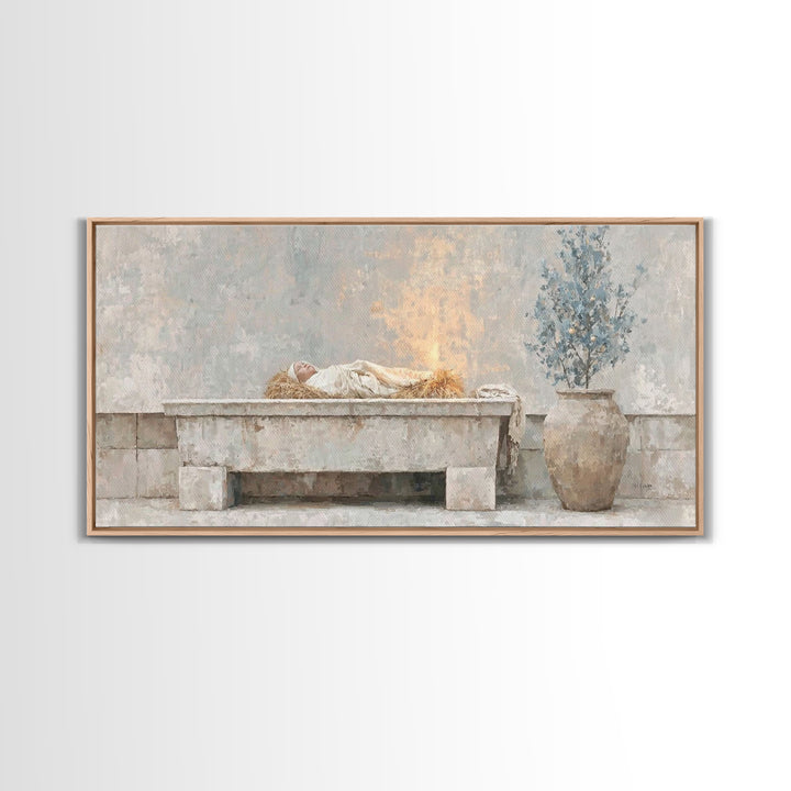 Nativity Dawn – Framed Canvas Print | Christian Christmas Art | Christmas Wall Art | Jesus Christmas Art | Christian Art Canvas | Christmas