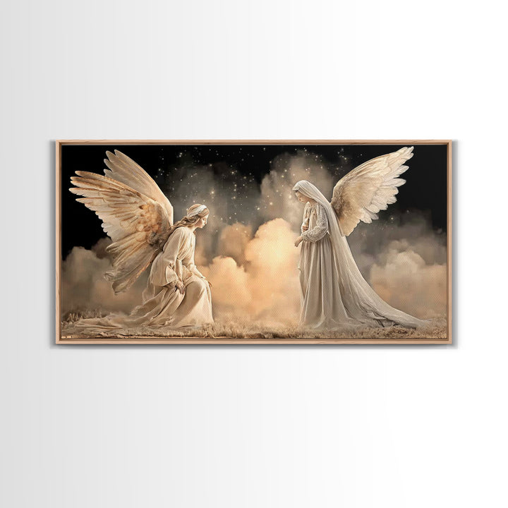 Angelic Reverence – Framed Canvas Print – Christian Art Canvas – Christian Wall Art – Modern Christian Art – Christian Christmas Art