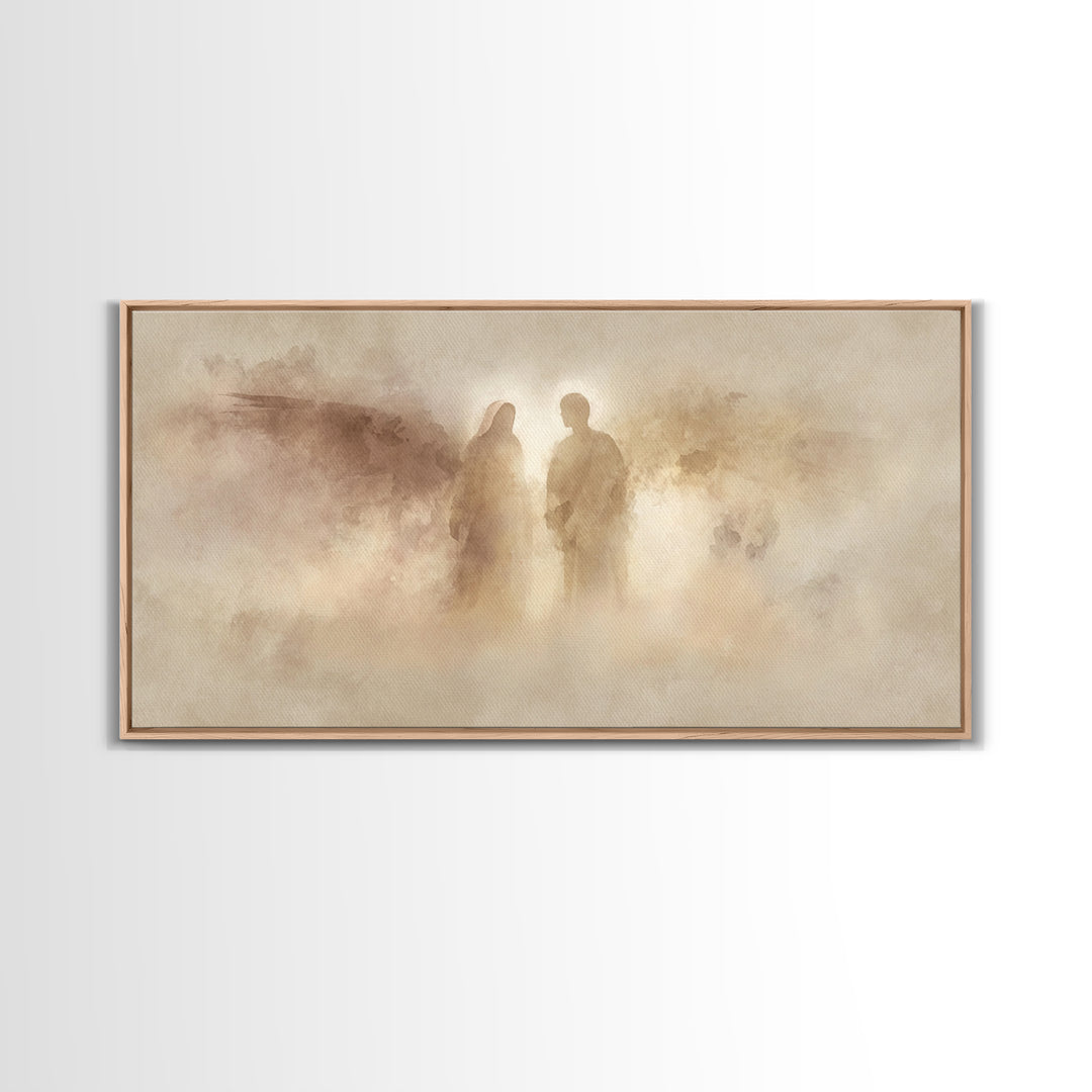 Heavenly Silhouettes – Framed Canvas Print – Christian Wall Art – Christmas Art Framed – Christian Art Canvas – Christian Christmas Decor