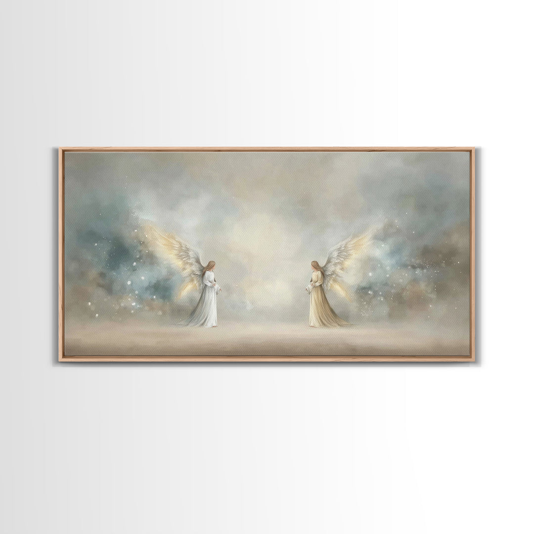 Serene Messengers – Framed Canvas Print – Christian Art Canvas – Framed Christian Art – Christian Christmas Art – Christmas Wall Art