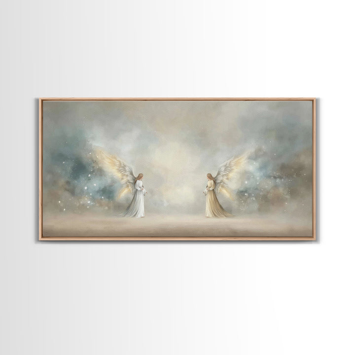 Serene Messengers – Framed Canvas Print – Christian Art Canvas – Framed Christian Art – Christian Christmas Art – Christmas Wall Art