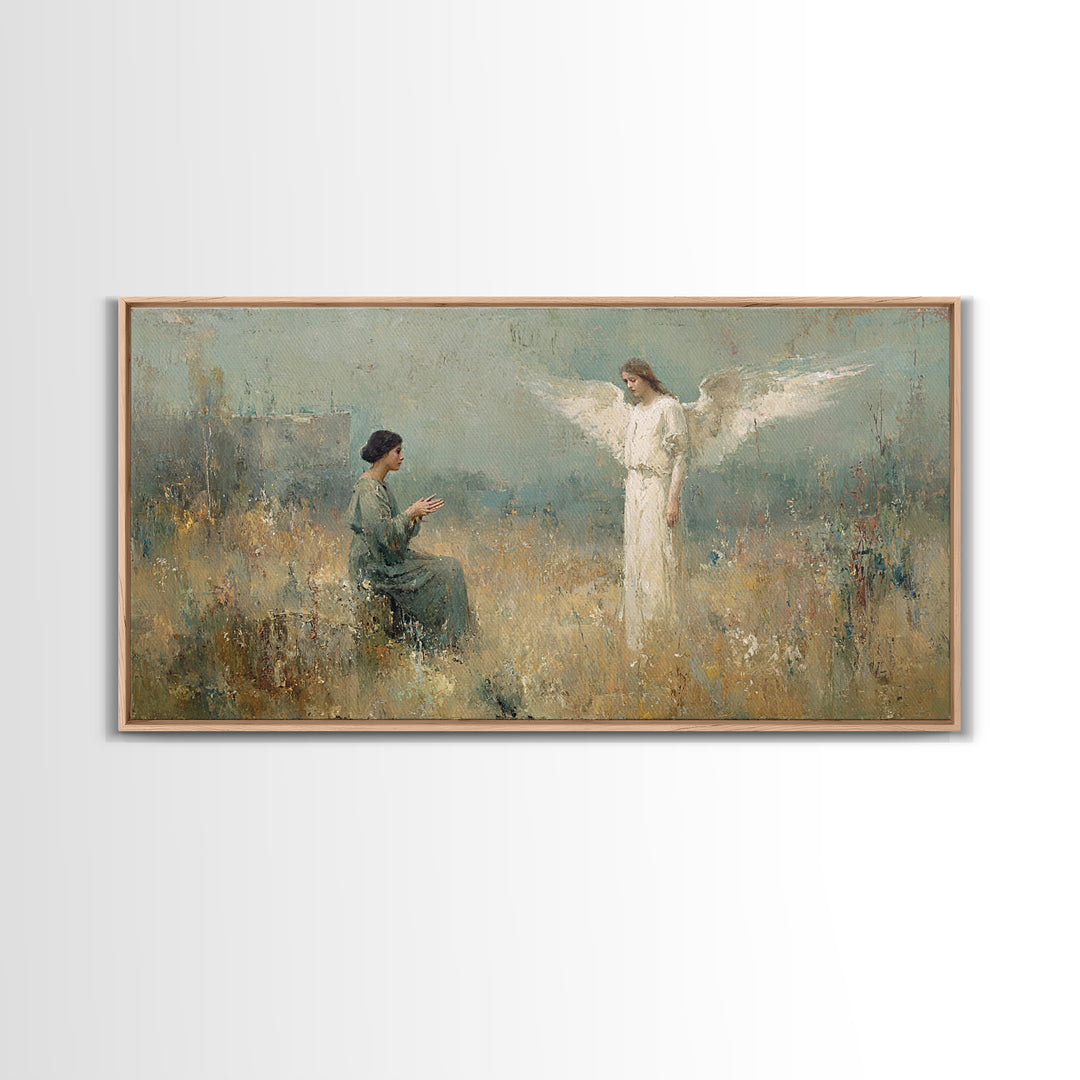 Gentle Annunciation – Framed Canvas Print – Christian Art Canvas – Christian Art Print – Vintage Christian Art – Christian Wall Art