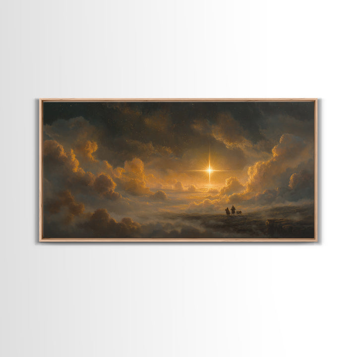 The Guiding Star - Framed Canvas Print - Christian Wall Art - Christmas Canvas Wall Art - Moody Christmas Art - Christian Christmas Art