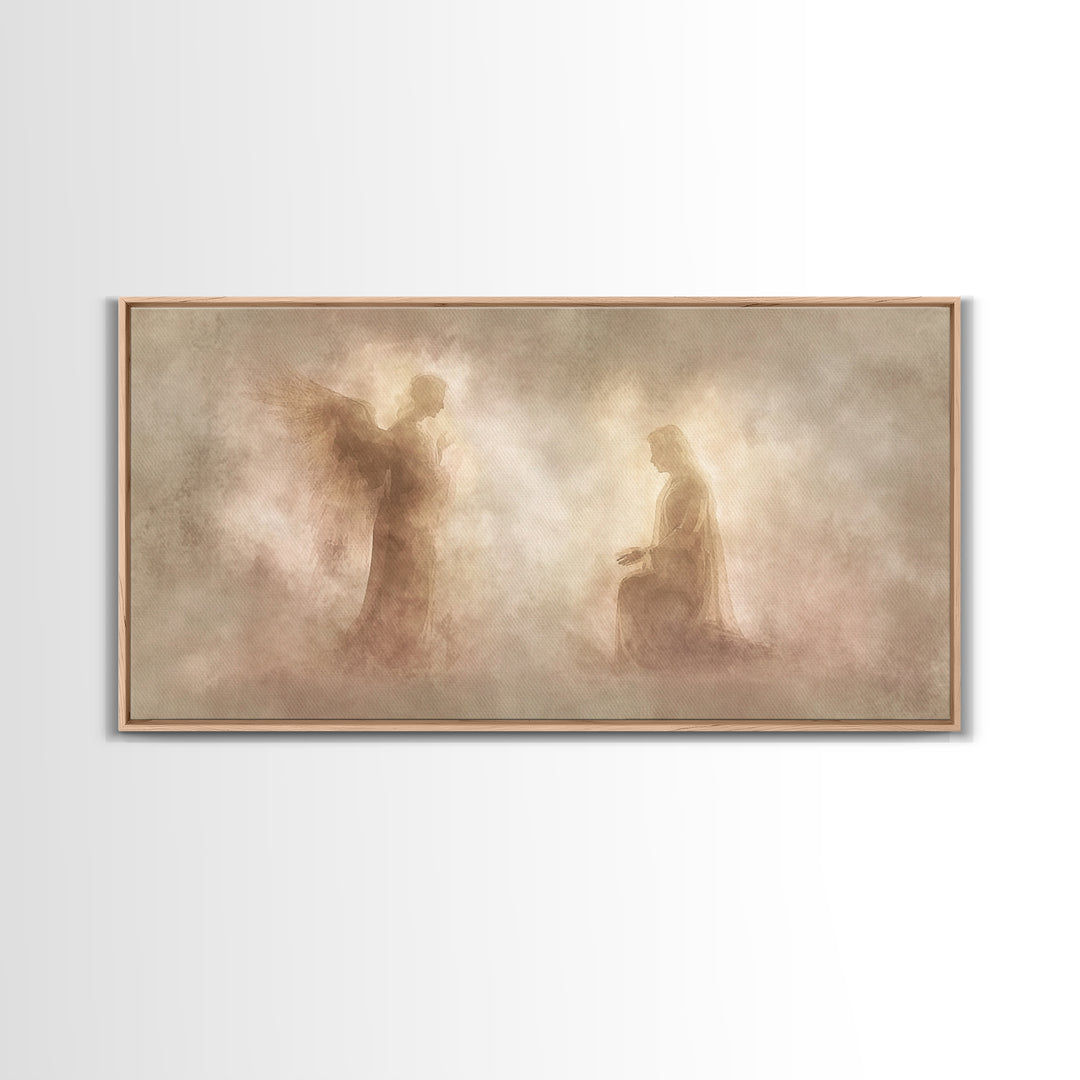 Sacred Encounter, Framed Canvas Print, Christian Art Canvas, Christian Painting, Subtle Christian Art, Christian Decor For Home, Modern Chr