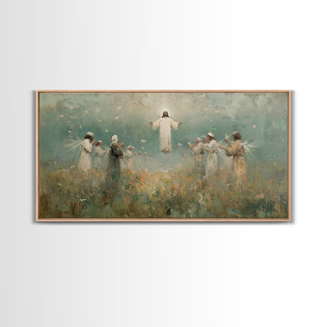 Ascension Field | Framed Canvas Print | Christian Art Print | Jesus Painting | Vintage Christian Art | Christian Wall Art | Christian Gift