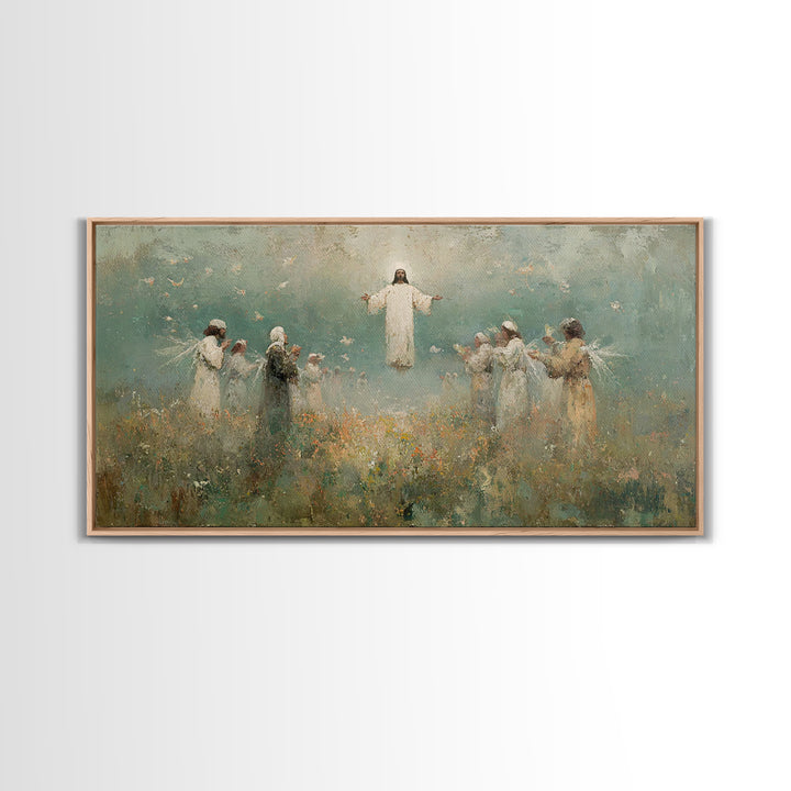 Ascension Field | Framed Canvas Print | Christian Art Print | Jesus Painting | Vintage Christian Art | Christian Wall Art | Christian Gift