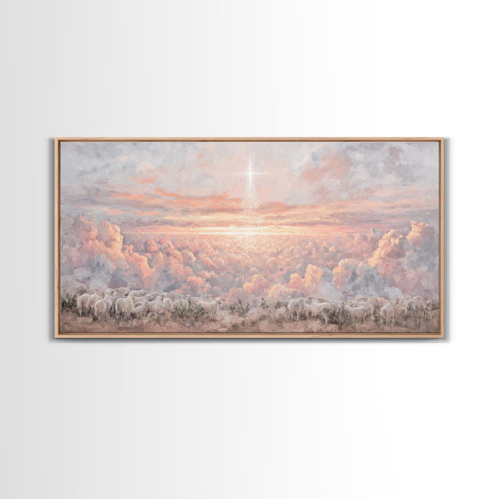 Shepherds Of Dawn - Framed Canvas Print - Christian Art Print - Christmas Wall Art - Modern Christmas Art - Christian Gift Ideas