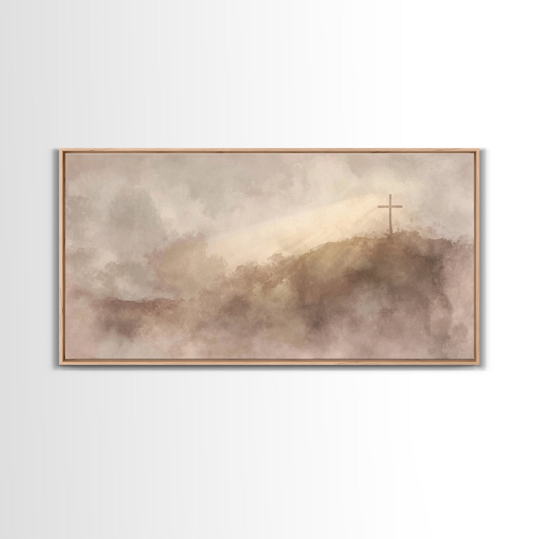 Hilltop Grace – Framed Canvas Print – Christian Wall Art – Christian Art Canvas – Christian Painting – Christian Decor – Christmas Art