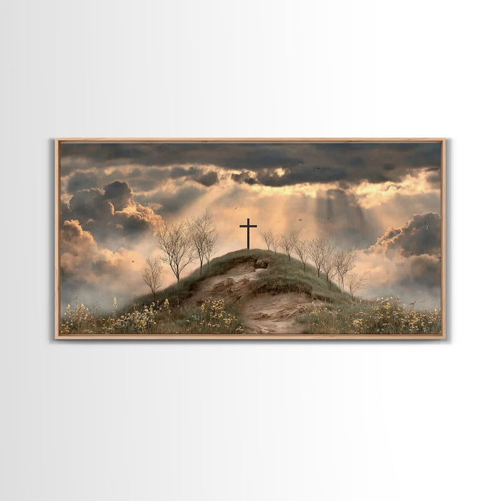 Crosslight Summit | Framed Canvas Print | Christian Wall Art | Moody Christian Art | Christian Art Canvas | Christian Decor For Home | Chri