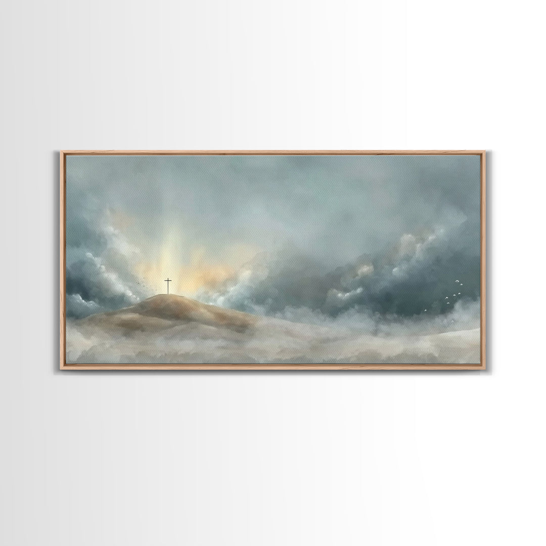 Cloudborn Promise, Framed Canvas Print, Christian Art Canvas, Christian Wall Art, Subtle Christian Paintings, Christian Christmas Decor, Ch