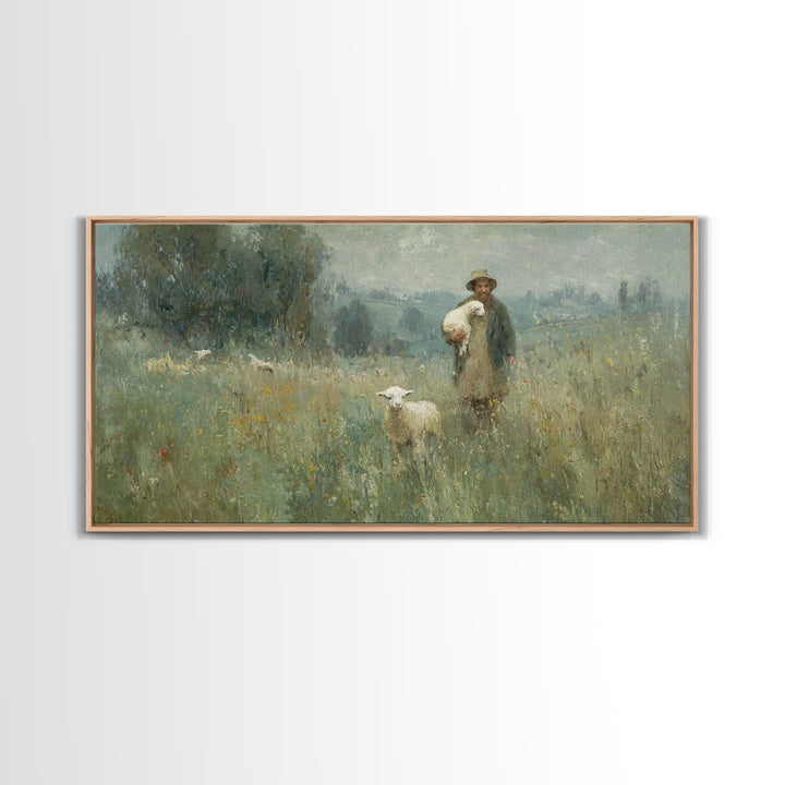 Fields Of Peace | Framed Canvas Print | Christian Art Canvas | Christian Wall Art | Pastoral Christian Art | Christian Painting | Christian