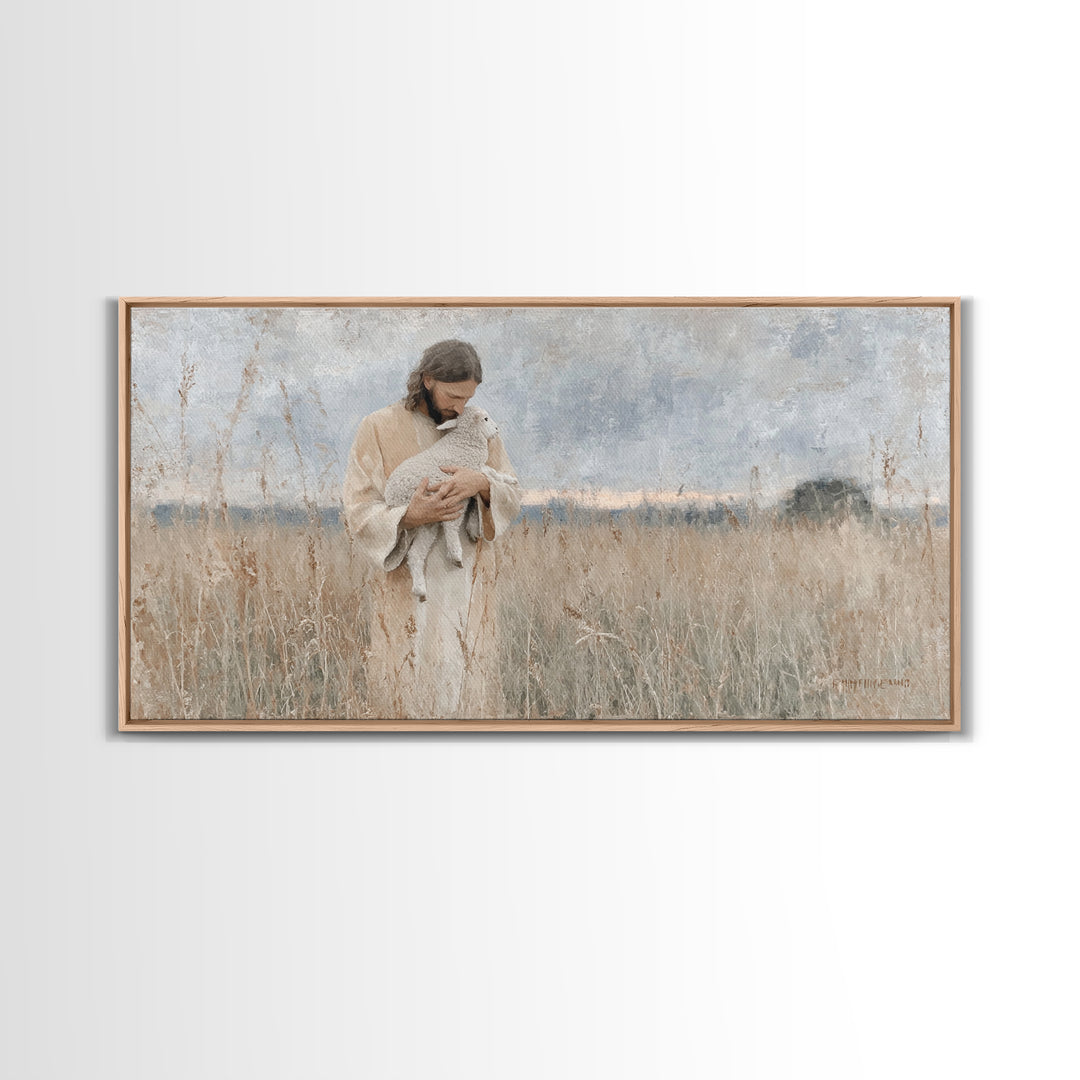 Field Of Compassion - Framed Canvas Print - Christian Art Canvas - Jesus Painting - Minimalist Christian Art - Christian Gift Ideas