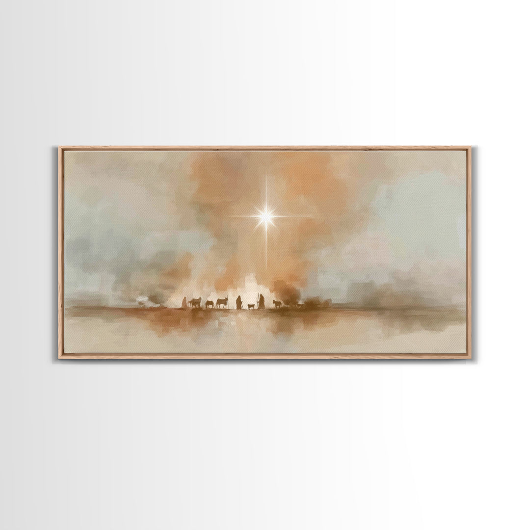 Desert Star Path - Framed Canvas Print - Christian Christmas Art - Vintage Christmas Art - Christmas Canvas Wall Art - Christian Art Print