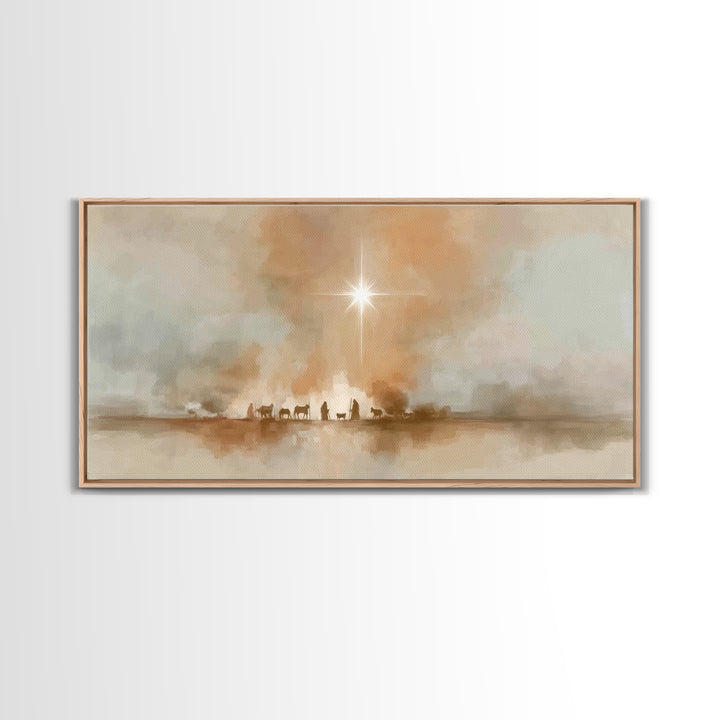 Desert Star Path - Framed Canvas Print - Christian Christmas Art - Vintage Christmas Art - Christmas Canvas Wall Art - Christian Art Print