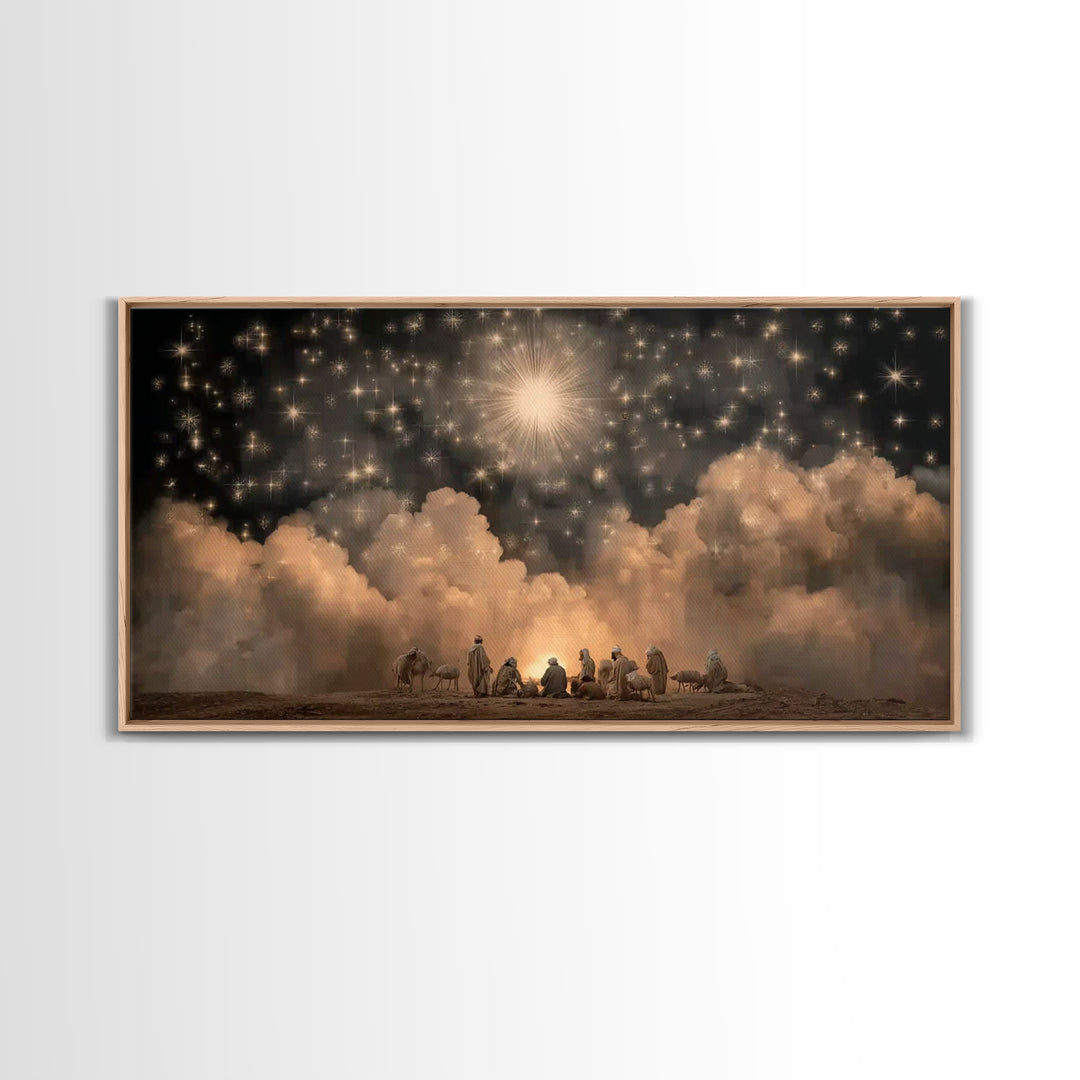Radiant Heavens - Framed Canvas Print - Christmas Art Framed - Christian Christmas Art - Modern Christian Art - Christian Decorations