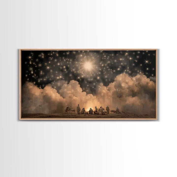 Radiant Heavens - Framed Canvas Print - Christmas Art Framed - Christian Christmas Art - Modern Christian Art - Christian Decorations