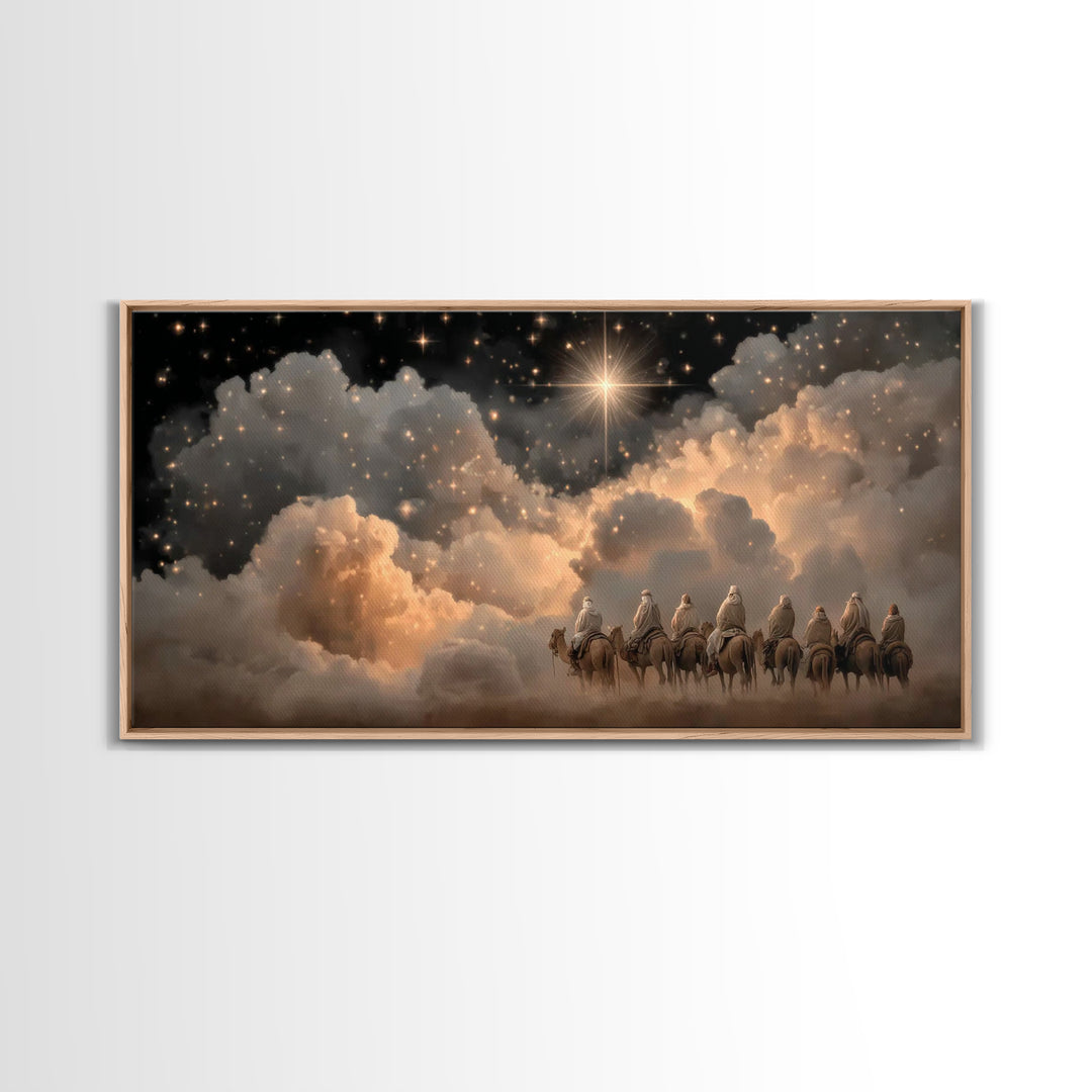 Star Of The East - Framed Canvas Print - Christmas Canvas Wall Art - Christian Christmas Art - Christian Art Canvas - Moody Christmas Art