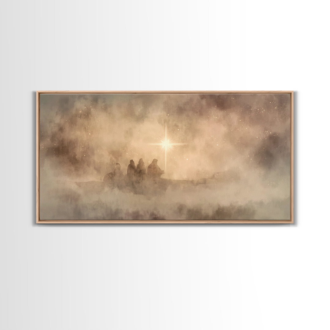 Starborn Wonder - Framed Canvas Print - Christian Christmas Art - Christmas Wall Art - Moody Christmas Art - Christian Art Canvas