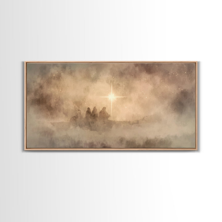 Starborn Wonder - Framed Canvas Print - Christian Christmas Art - Christmas Wall Art - Moody Christmas Art - Christian Art Canvas