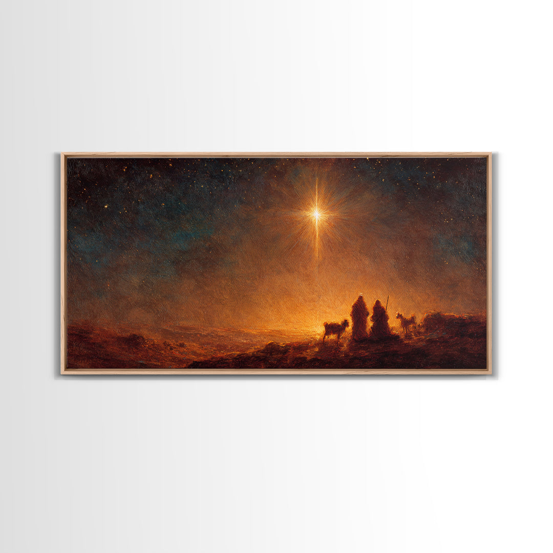 The Guiding Star – Framed Canvas Print – Christian Wall Art – Christian Art Canvas – Christmas Art – Jesus Painting – Christian Christmas A