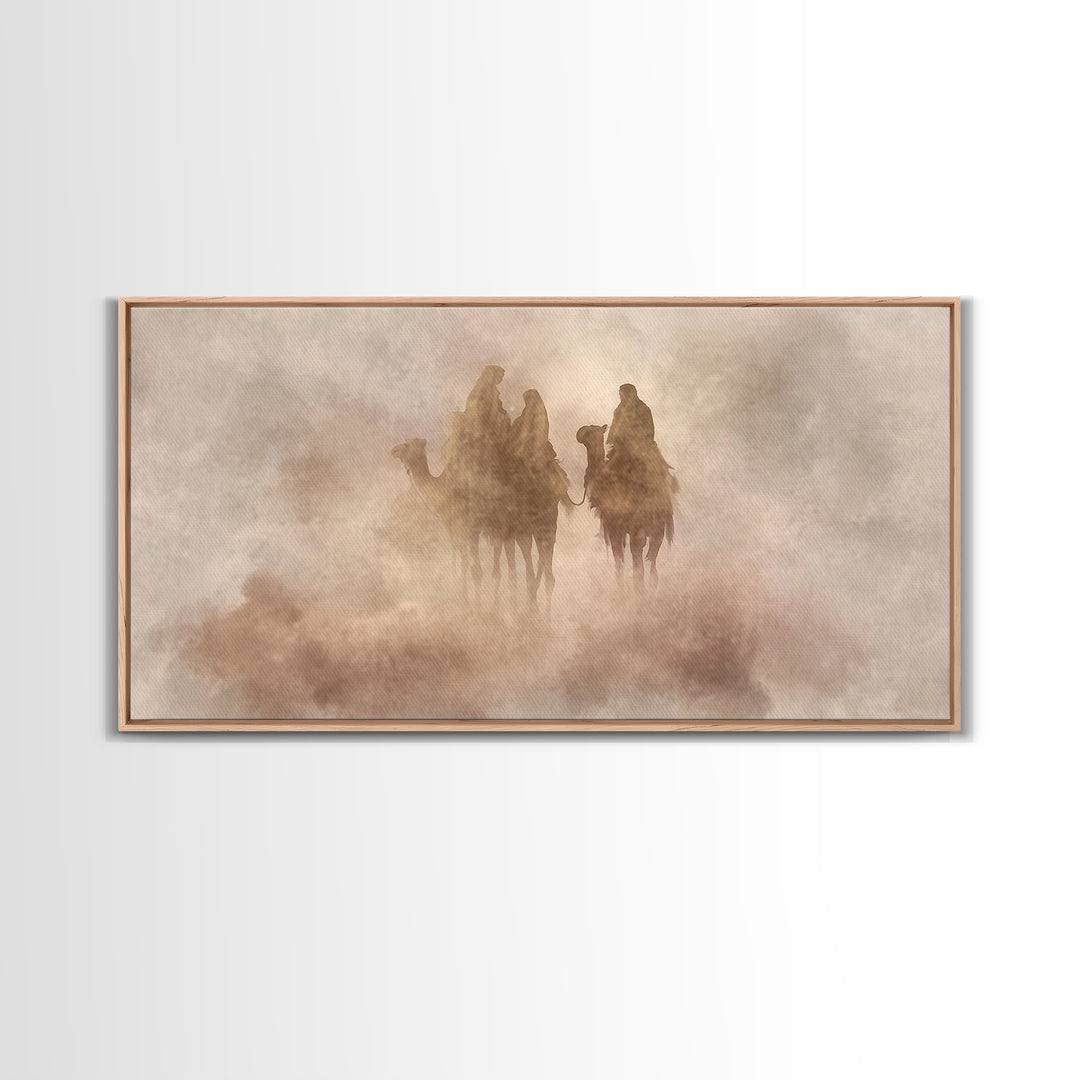 Desert Pilgrims – Framed Canvas Print – Christian Art Canvas – Christian Christmas Art – Moody Christian Art – Christmas Wall Art – Modern