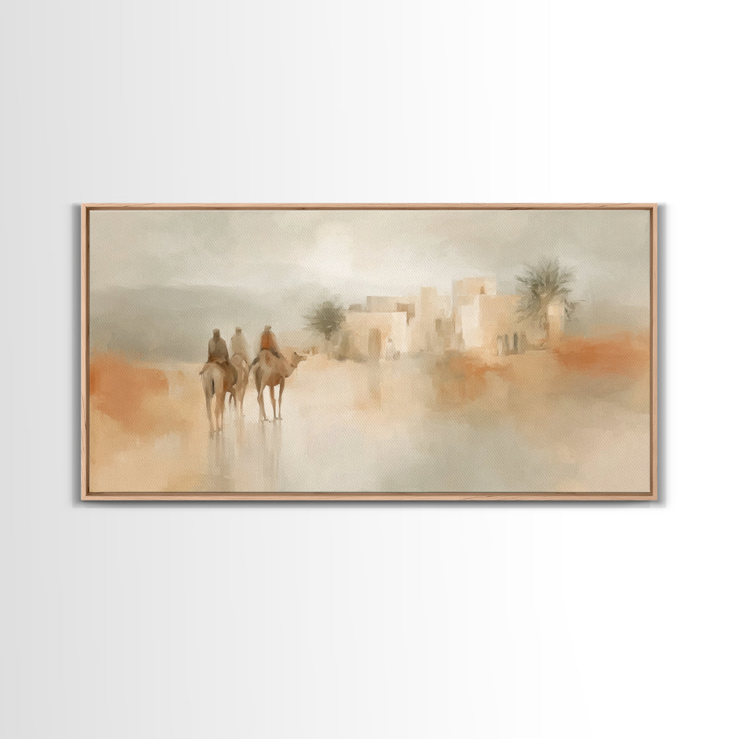 Humble Arrival – Framed Canvas Print – Christian Art Canvas – Christian Painting – Christmas Art – Christian Christmas Decor – Christian Wa