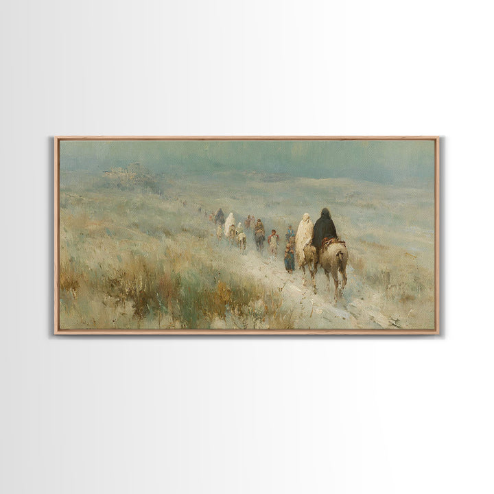 Desert Caravan, Framed Canvas Print, Christian Art Canvas, Christian Wall Art, Christian Christmas Art, Christmas Canvas Wall Art, Xmas