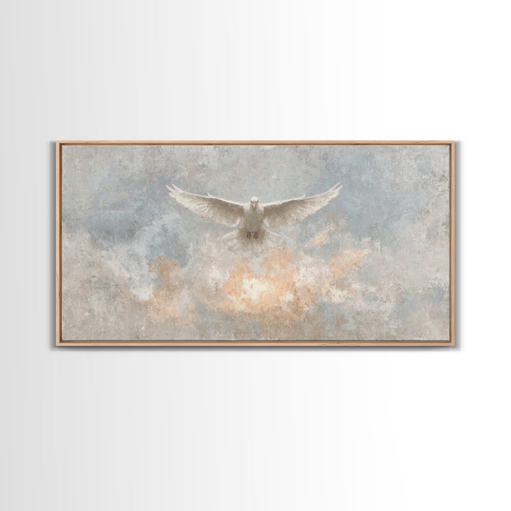 Heavenly Dove, Framed Canvas Print, Christian Wall Art, Christian Art Print, Christian Decor, Jesus Painting, Christmas Art