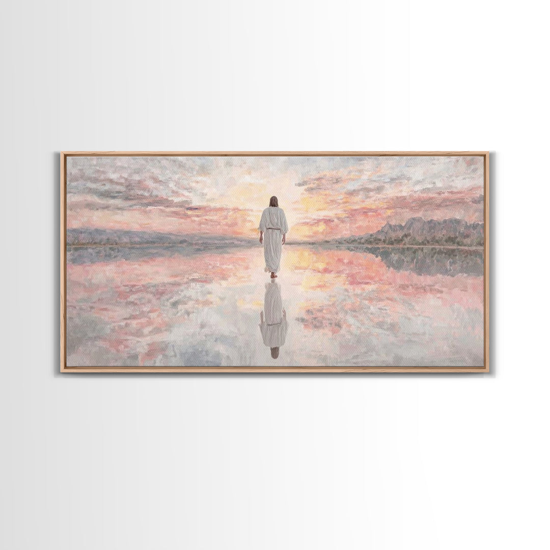 Walk Of Grace - Framed Canvas Print - Jesus Painting - Christian Wall Art - Modern Christian Art - Large Christian Painting