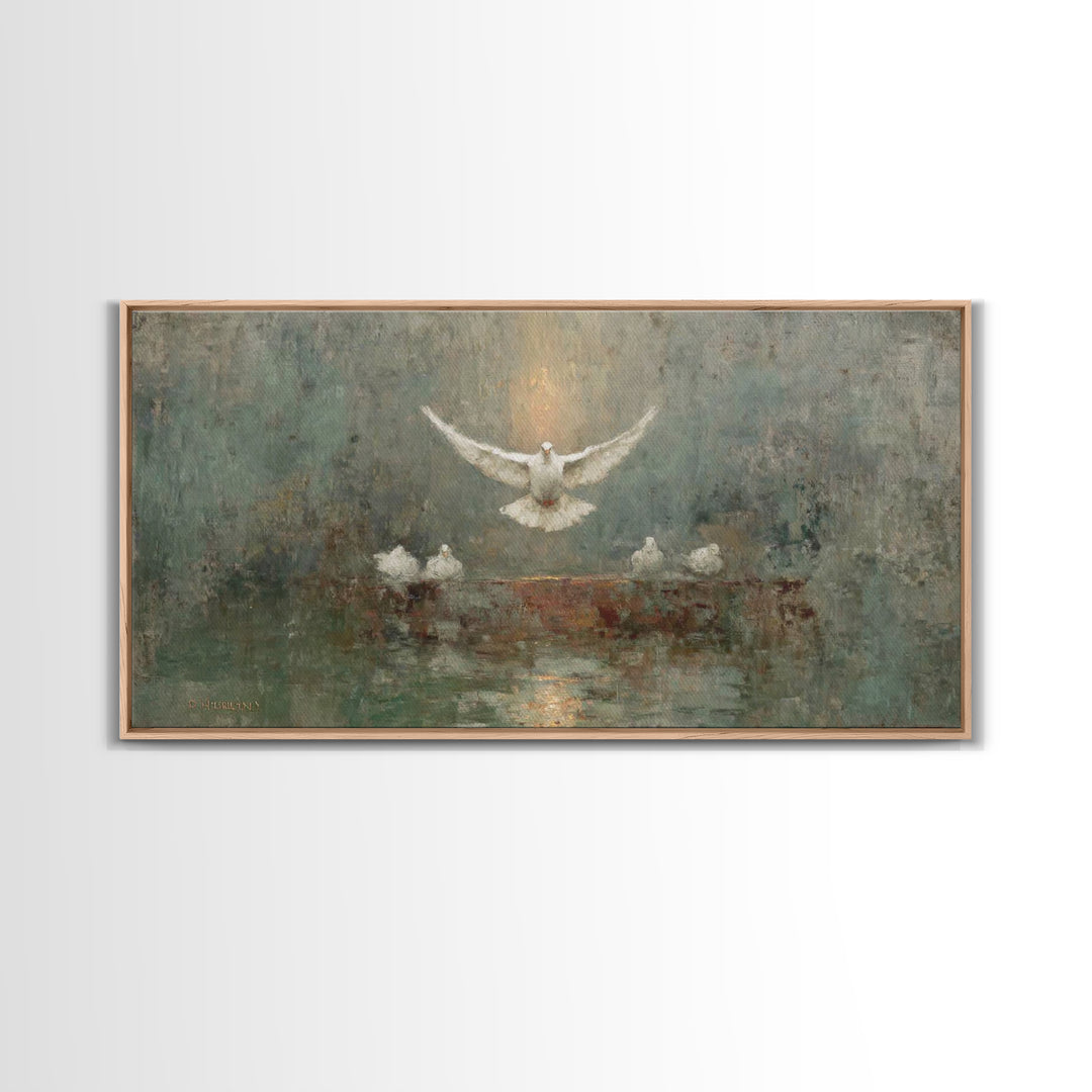 Dove Of Glory, Framed Canvas Print, Christian Art Canvas, Christian Wall Art, Christian Painting, Christmas Art, Christian Decor