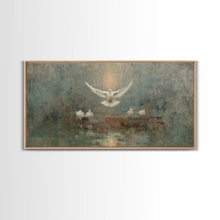 Dove Of Glory, Framed Canvas Print, Christian Art Canvas, Christian Wall Art, Christian Painting, Christmas Art, Christian Decor