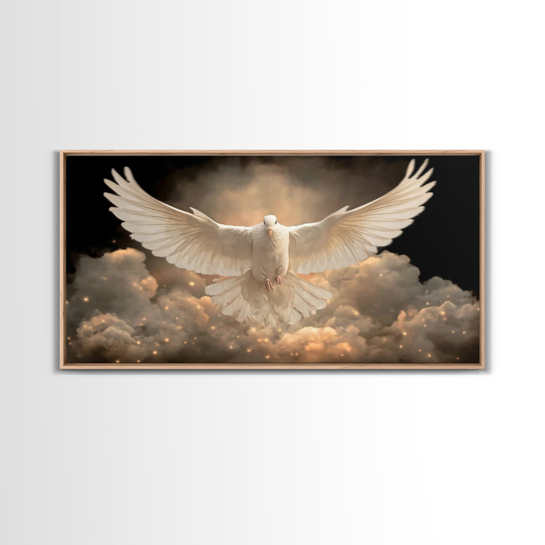 Heavenly Dove – Framed Canvas Print – Christian Wall Art – Christian Art Canvas – Jesus Painting – Christian Christmas Art – Christian Deco