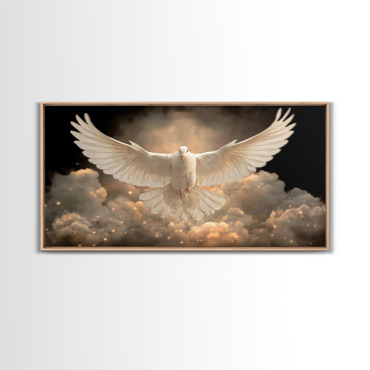 Heavenly Dove – Framed Canvas Print – Christian Wall Art – Christian Art Canvas – Jesus Painting – Christian Christmas Art – Christian Deco